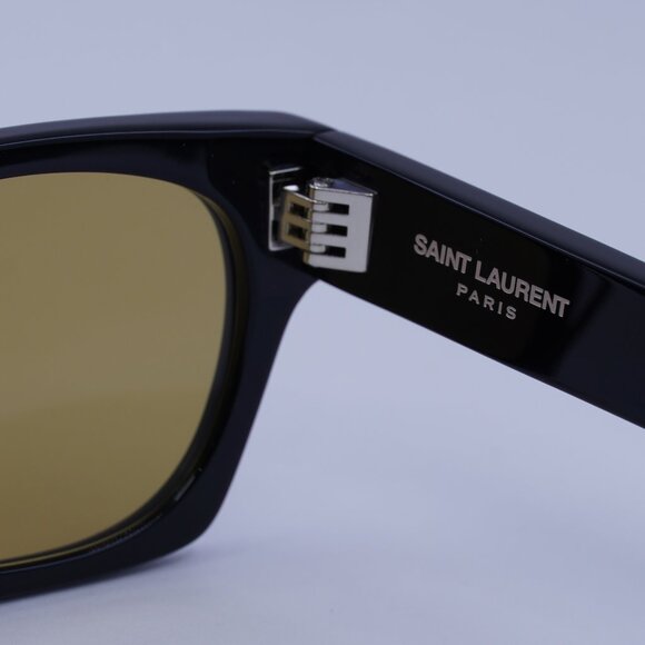 Saint Laurent SL402 010 Sunglasses Black Square Frame, Yellow Lenses - Picture 8 of 12